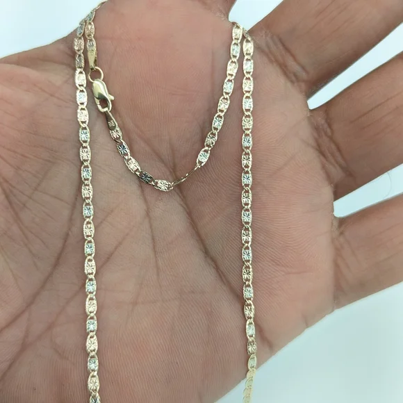 10kt Real Gold Tricolor Valentino chain 2.2 mm 20 inches